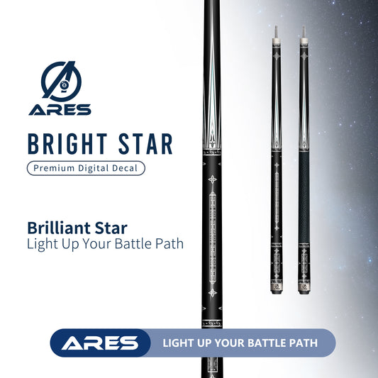 Brilliant Star: ARES CUE Top-Grade Solid Wood Leather Wrap Cue | Classic Feel Revival, Mastering the Night's Starlight